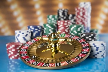 Blackjack table interface showing dealer, cards, and betting options